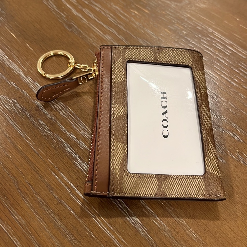 Coach Signature Mini Skinny ID Card Case Key Chain Wallet - Picture 11 of 16